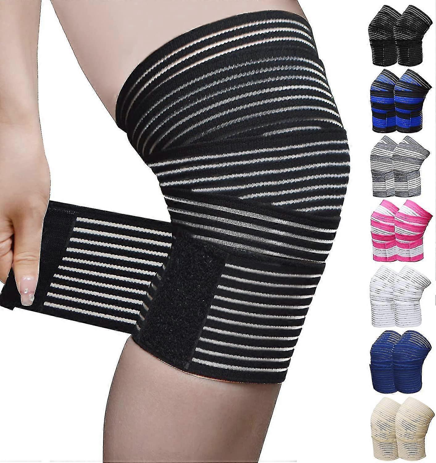 2pcs Knee Wraps For Leg Calf Thigh Extra Long Elastic All Purpose Support Wrap