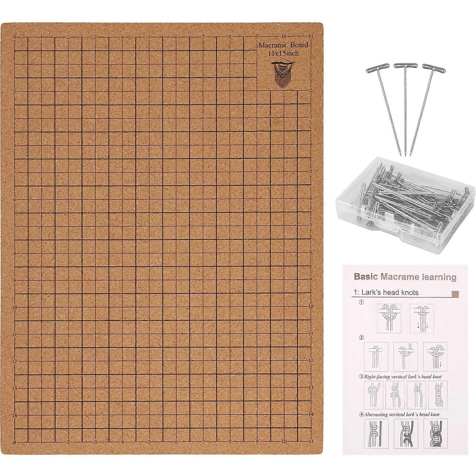 Macrame Board with Pins Double Side Macrame Project Board with Grids Portable Braiding Board DIY Knitting Crocheting Tool Set