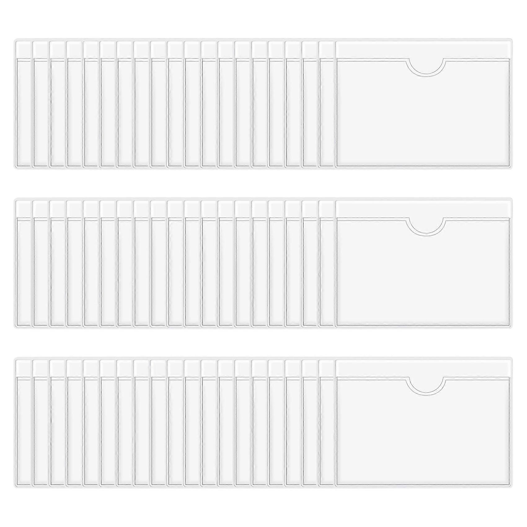 60Pcs Self-Adhesive Label Holder Card Pockets Label Holder Clear Library Card Holders with Top Open for Index Cards