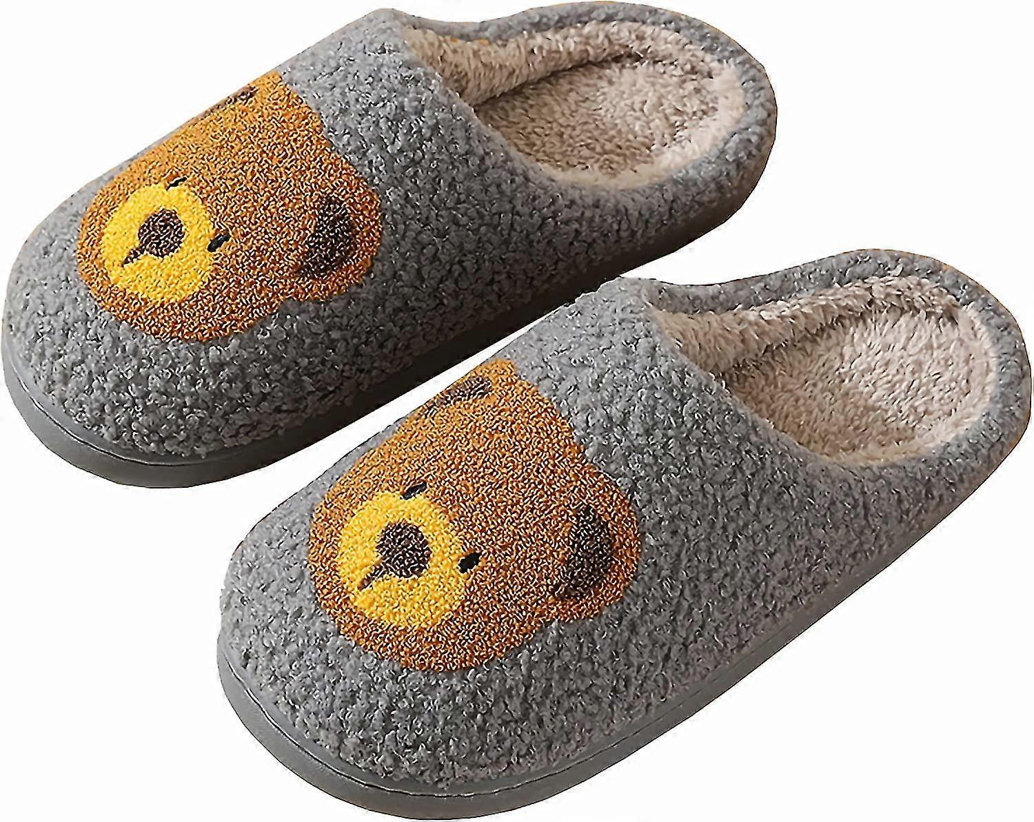 Jul älg tofflor för kvinnor och män Fuzzy Fluffy Tofflor Varma mysiga hus Tofflor Slip-on inomhus utomhus tofflor
