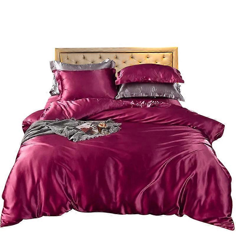 Biancheria da letto Magenta Us Full Size Satin Smooth Dupiumino Set Copripiumino in poliestere