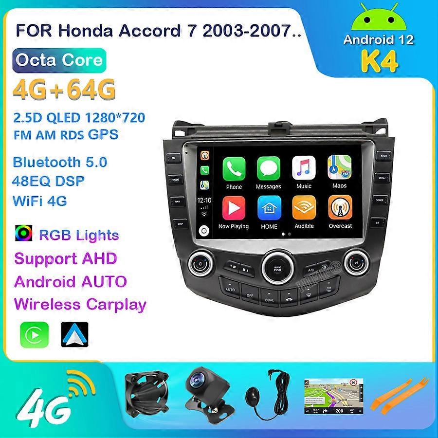 Android 12 2din Car Radio Multimedia video Player Navigation GPS IPS For Honda Accord 7 2003-2008 8 coreRDS Stereo receiver RDS
