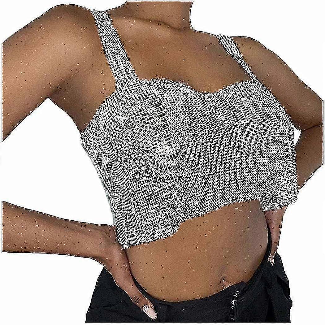 Κρυστάλλινα στρας Crop Top Sparkly Gold Halter Tank Top Πουκάμισα