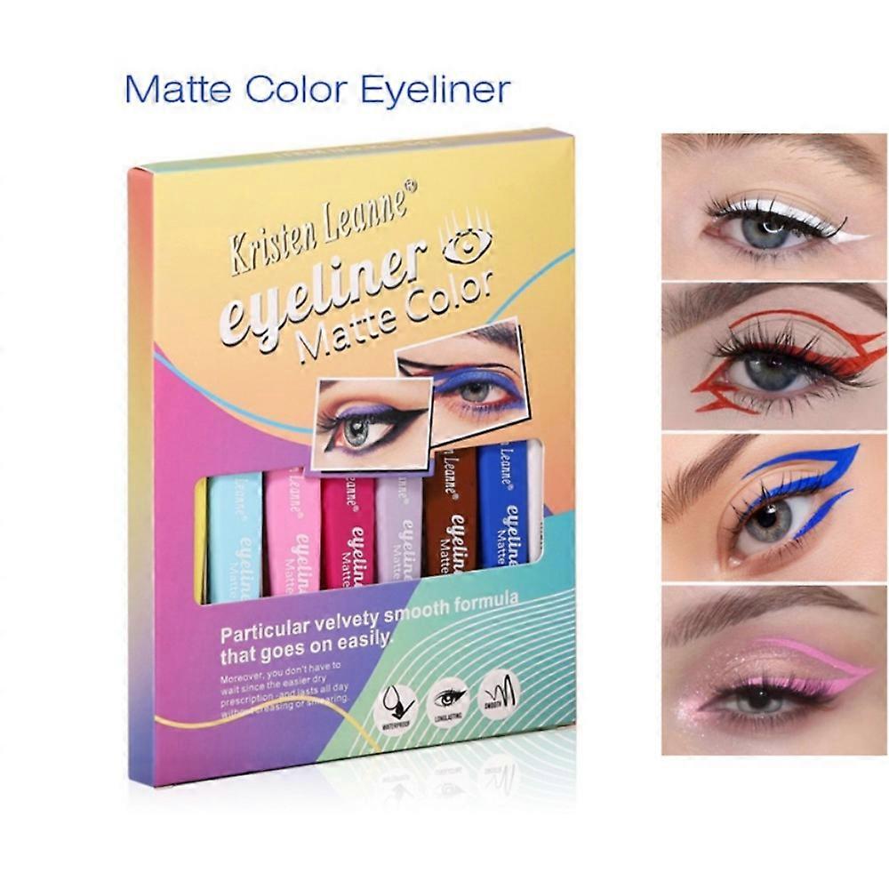 طقم محدد العيون غير اللامع 8 ألوان مقاوم للماء مقاوم للتلطخ يدوم طويلا