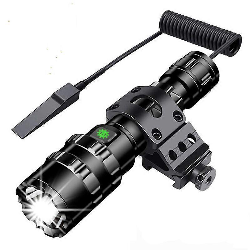 Tactical Torch 3000 Lumens Super Bright L2 LED Flashlight USB Rechargeable 5 Light Modes Picatinny Rail Mount and Push Switch for Outdoor Fishing [Ene