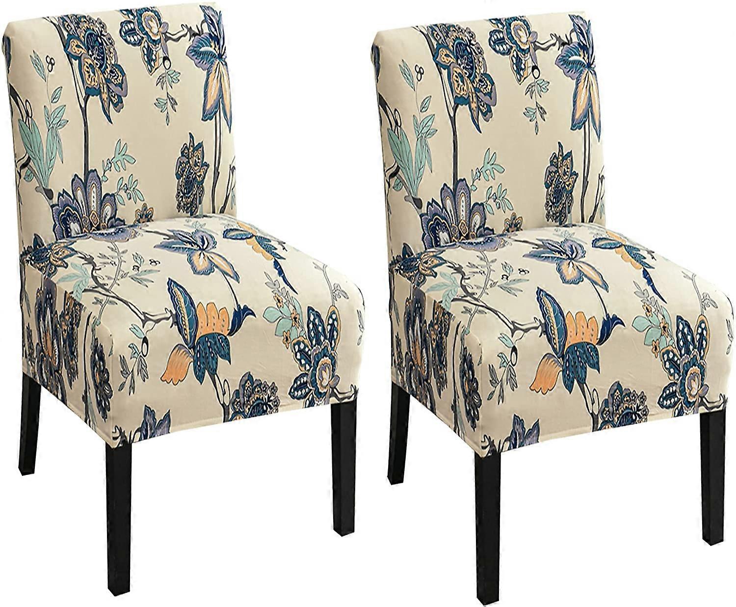 2 stycken tryckta armlösa stolsöverdrag stretch armlösa accentstolsöverdrag avtagbar accent toffel stolsöverdrag för vardagsrum matsal hotell armlös