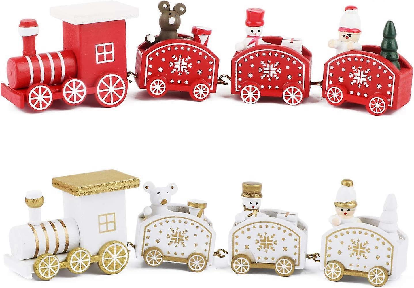 2 قطعة صغيرة خشبية عيد الميلاد القطار زخرفة القطار قلادة القطار قافلة ثلج سانتا كلوز الإبداعية هدية الديكور للحرف اليدوية الجدول المنزل حديقة حزب يي الجديد