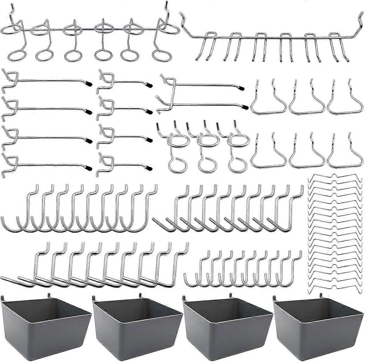 80 Pcs Tool Hole Wall Hooks with Plastic Box for Pliers, Hammer