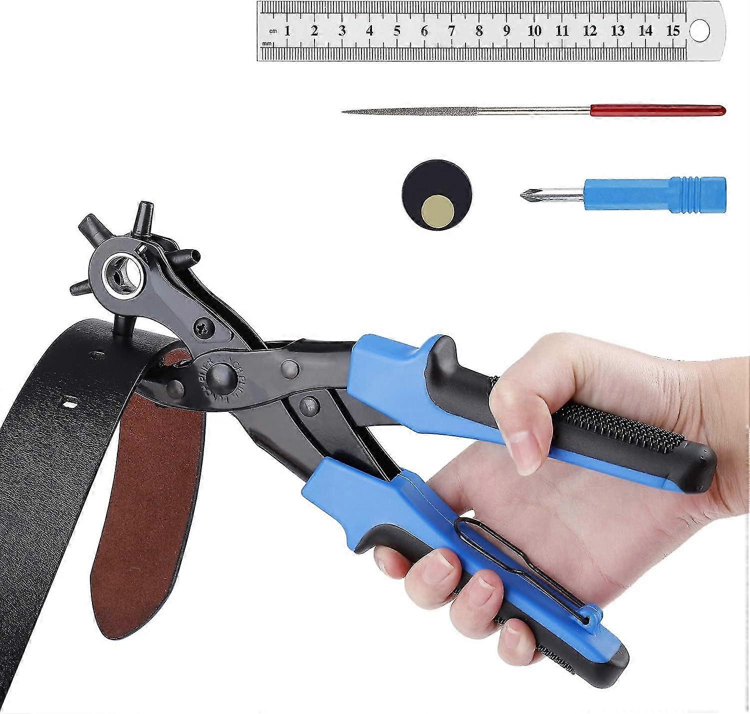 Leather Punch Plier 6 Sizes Precision Revolver Belt Punch Cutter For Perforating Felt Paper Textiles