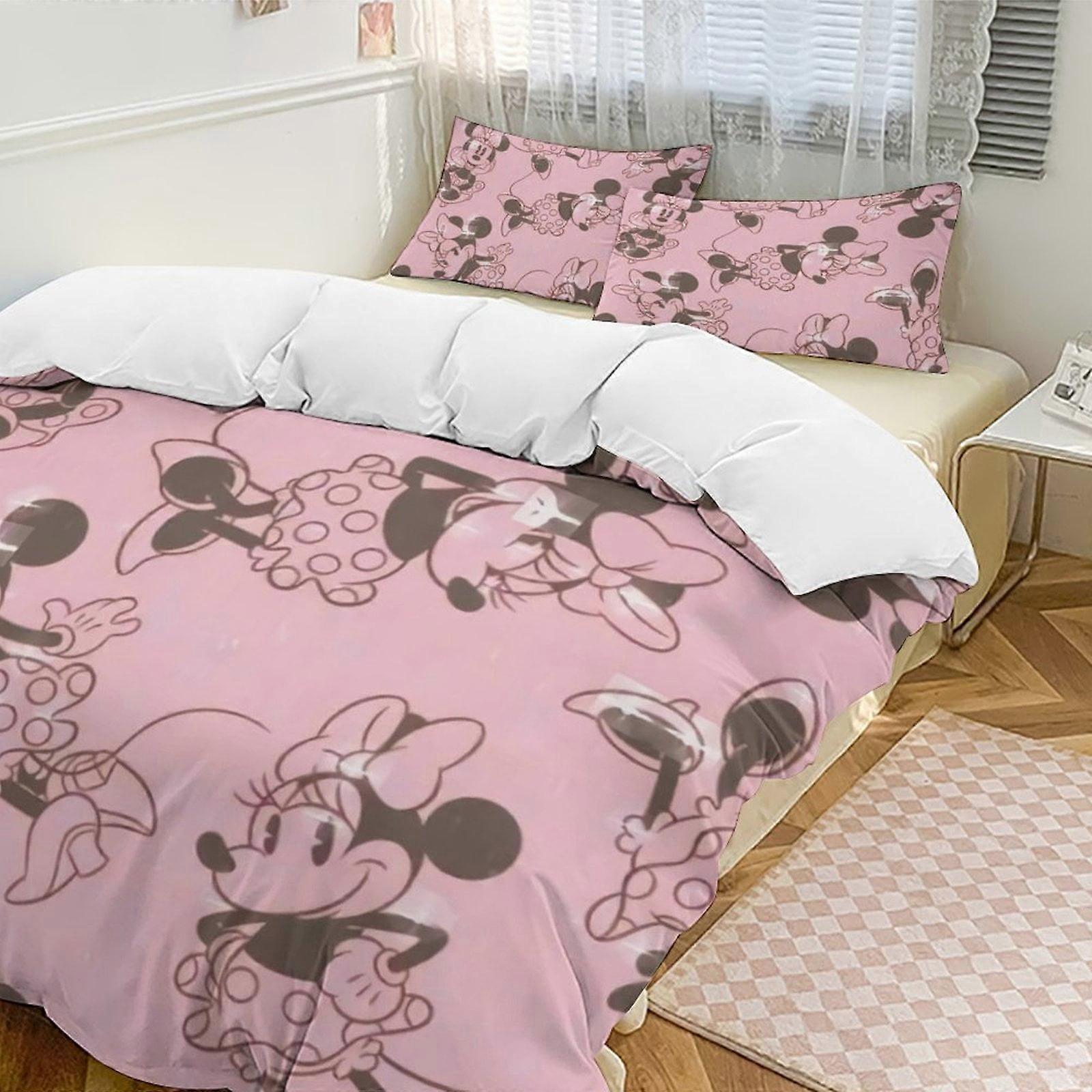 v4193  Bed Sheets Bedding Minnie MouseCartoon Collection 3-Piece Comforter Set, Personalized Bedding Decor for Kids And Teens  Bed Sheets  yuq4193