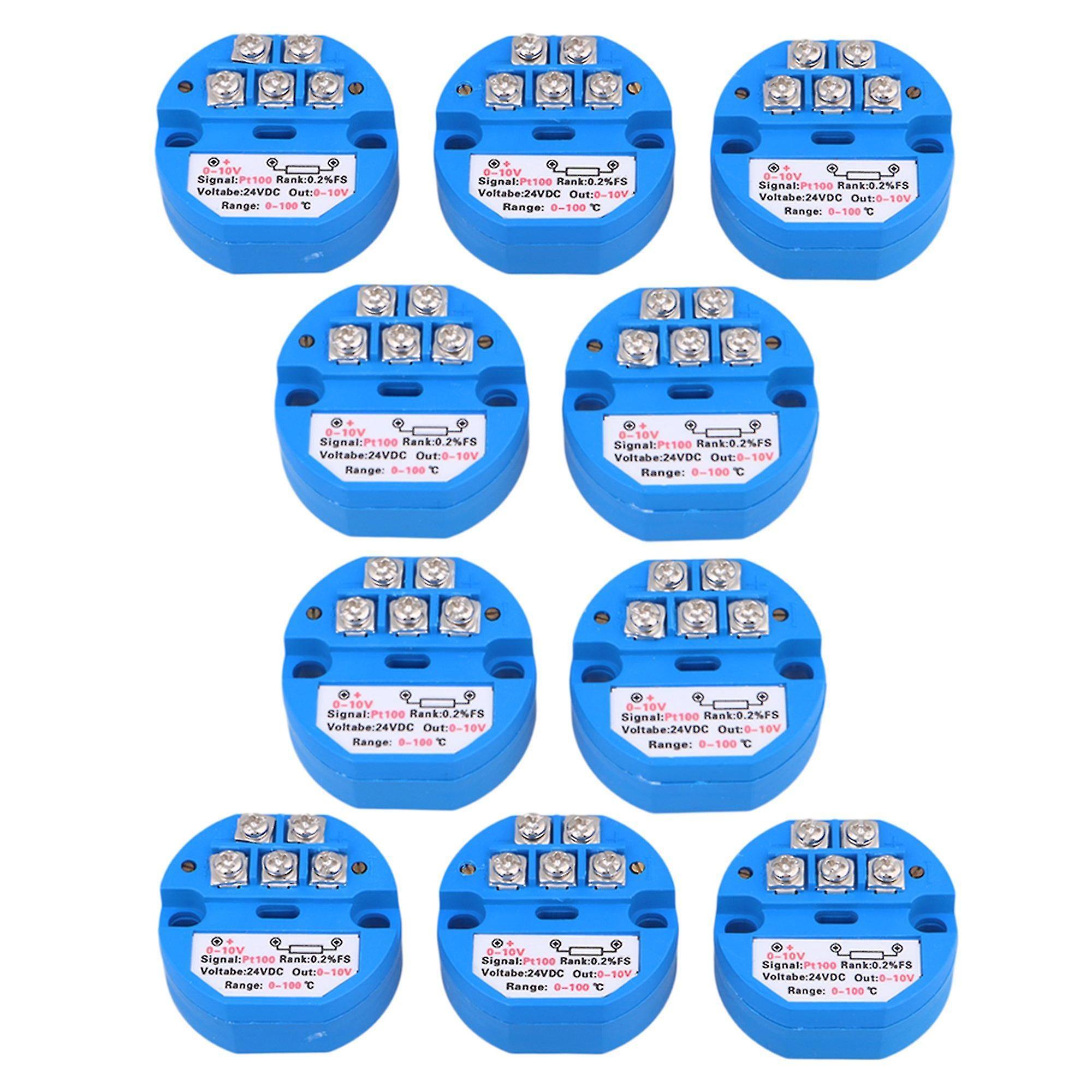 Wall Socket Controls Sensors 10 Pcs Dc 24v Pt100 Temperature Sensor Transmitter 0-100 Degree Output 0-10v