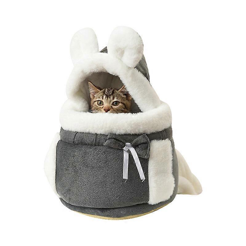 Winter Warm Pet Backpack, Portable Adjustable Plush Pet Sling Carrier Backpackgrey