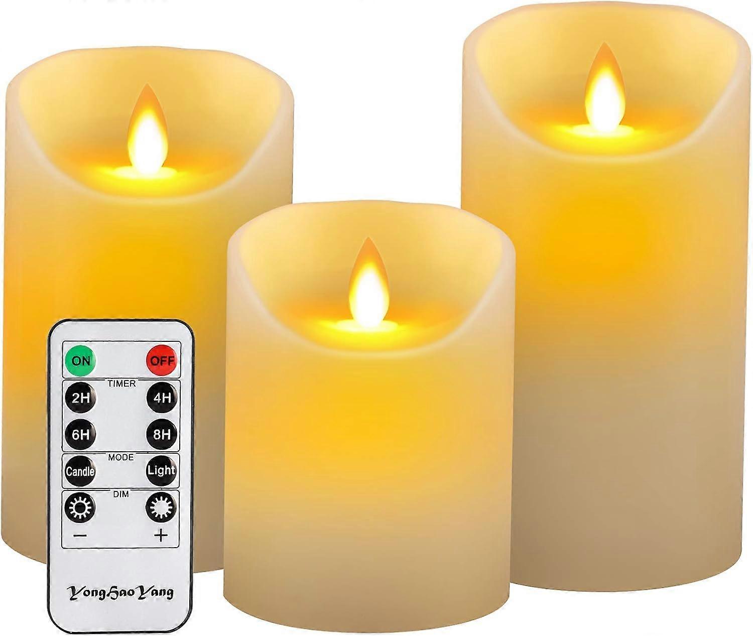 LED Candles,Flameless Candles 4" 5" 6" Real Wax Battery Candle Pillars, 10 Key Remote Control with 24 Hour Timer Function