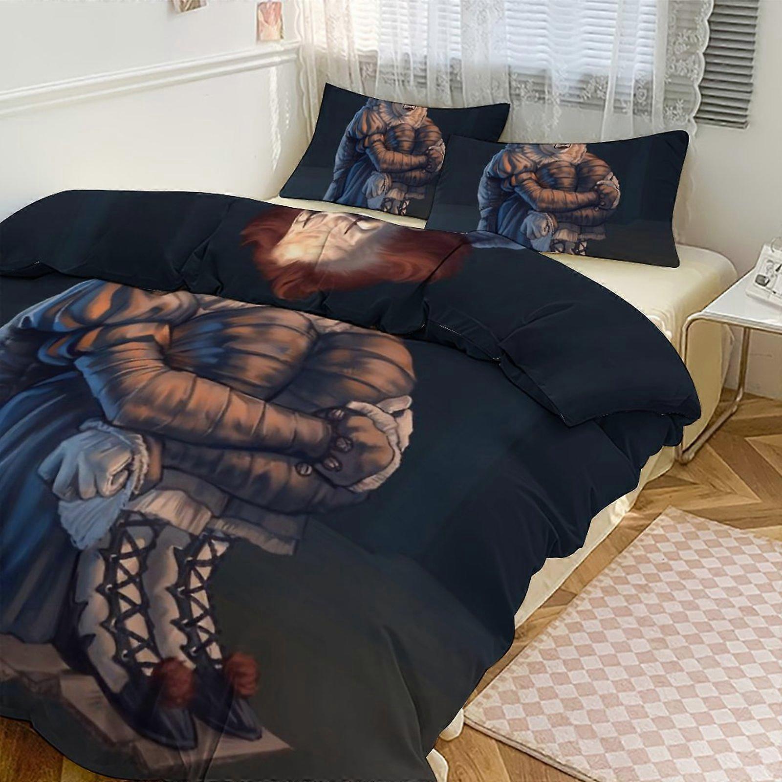 Ez359 Pennywise Print Bedding Set Pattern Duvet Cove Set 3 Pieces 1 Quilt Cover And 2 Pillowcases for Women Men Teens Multiple sizes to choose from IU