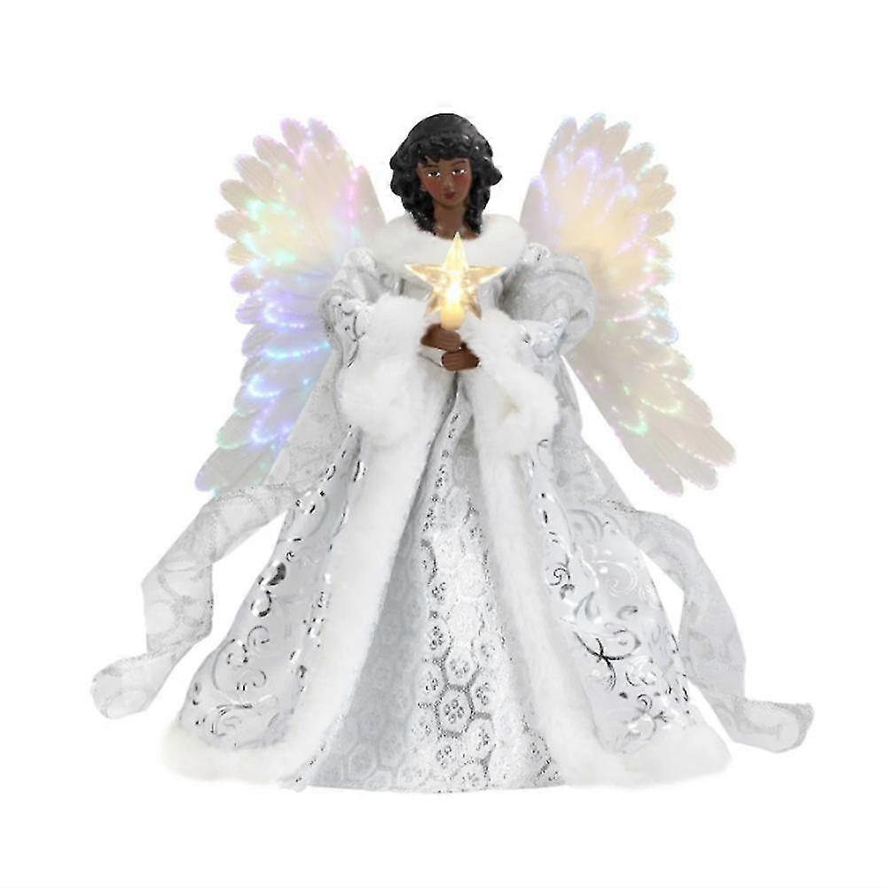 Topper da árvore de anjo de natal branco com luzes led h