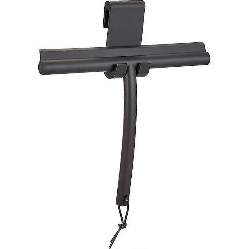 Black Shower Squeegee with Holder, 24 cm Wide, Silicone Squeegee for Shower, Bathroom, Window Squeegee, Windscreen Squeegee, Micro Chip