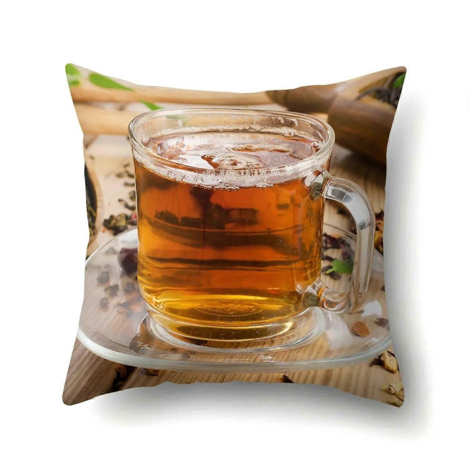 Black Tea Cup Pillowcase Office  Waist  Sofa Design 1815