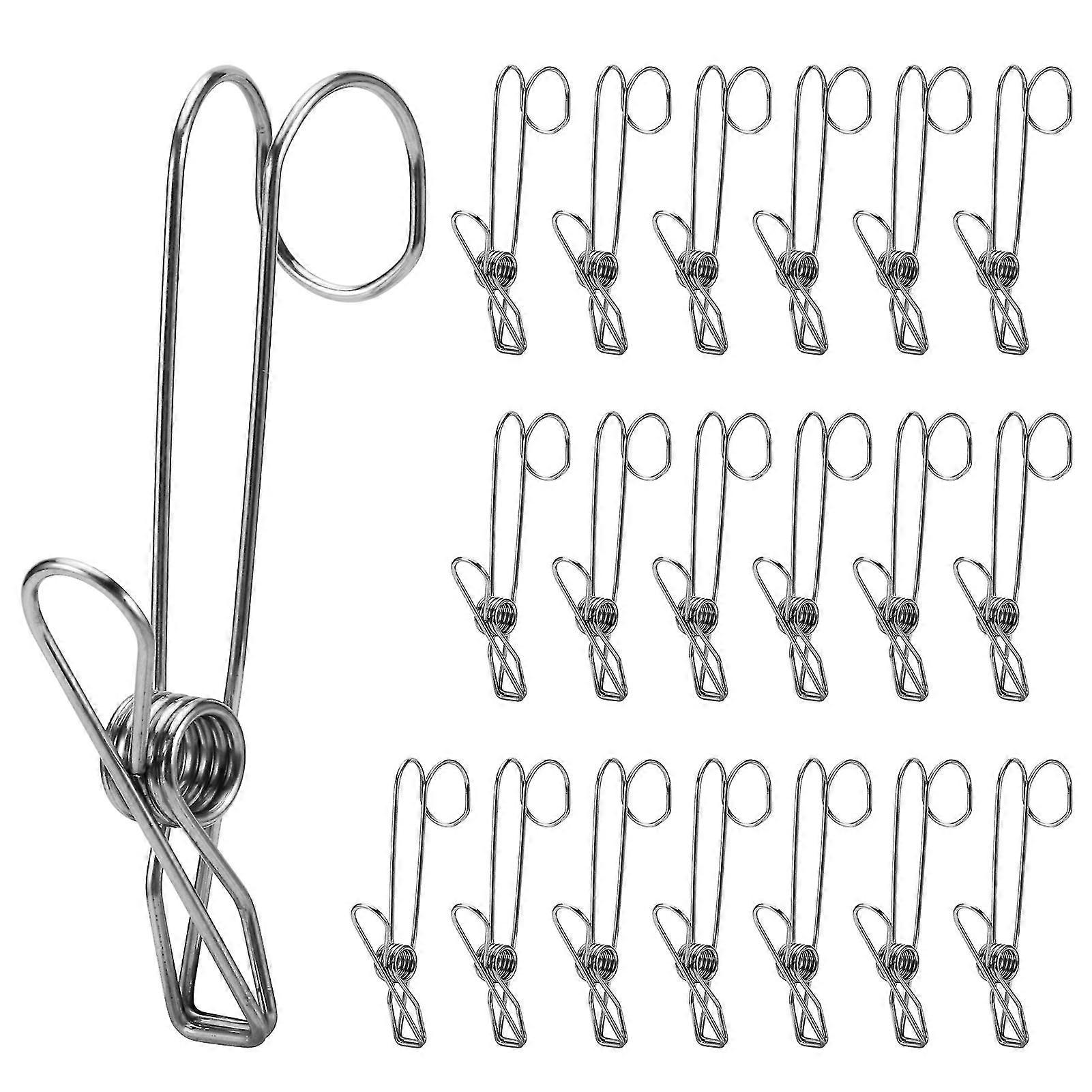 20pcs Clothes Peg Non Slip Laundry Hook Easy Grip Stainless Steel Practical