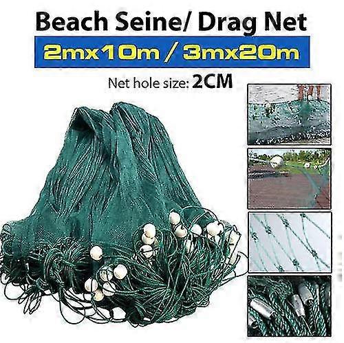 65ft/33ft Fishing Drag Net Bait Seine Nylon 2cm Mesh Net 3mx20m Or 2mx10m