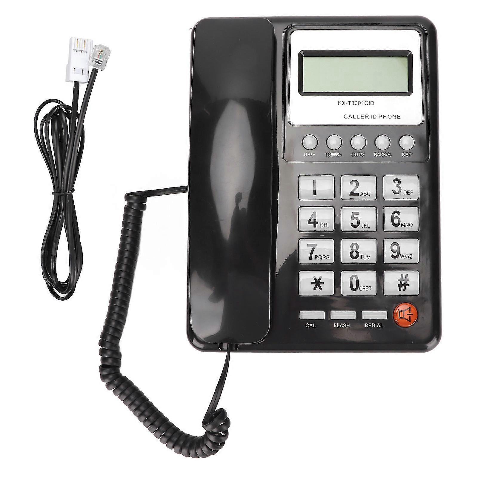 Black Corded Phone with Caller ID Display for Home and Hotel Use