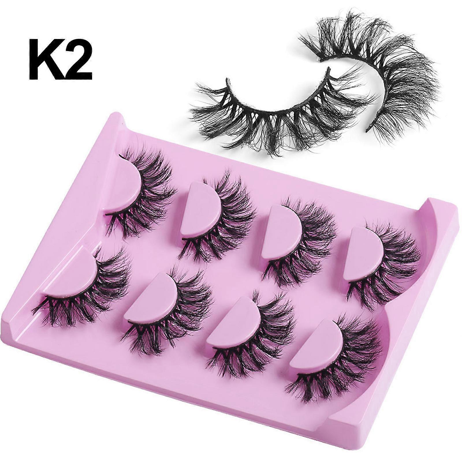 Fluffy Mink Lashes Natural Look D Curl Eyelashes Wispy Cat Eye Lashes Pack Long Volume Lashes 4pairs