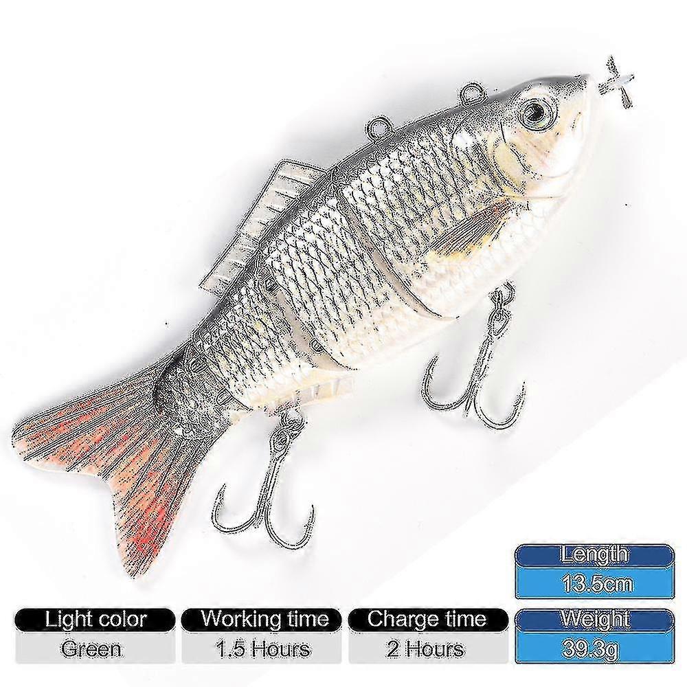 Roboter-Schwimmköder Angeln Auto Elektrischer Köder Wobbler für 4-Segement Swimbait USB Wiederaufladbares blinkendes LED-Licht, Angeln E Xxf