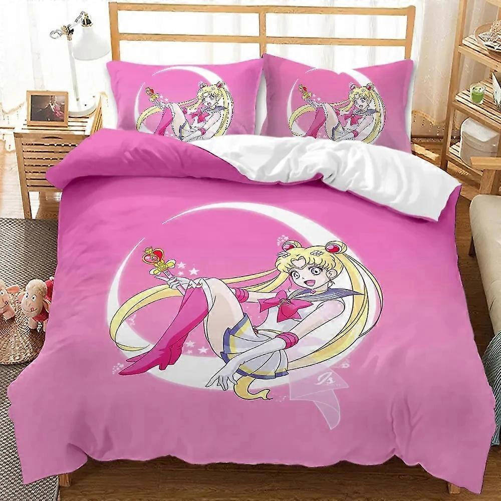 o1076 Lakan 2024 Kawaii Sailor Moon sängkläder för pojkar Flickor Lyxigt påslakan Rosa täcke påslakan med överdrag camas lakan fVV