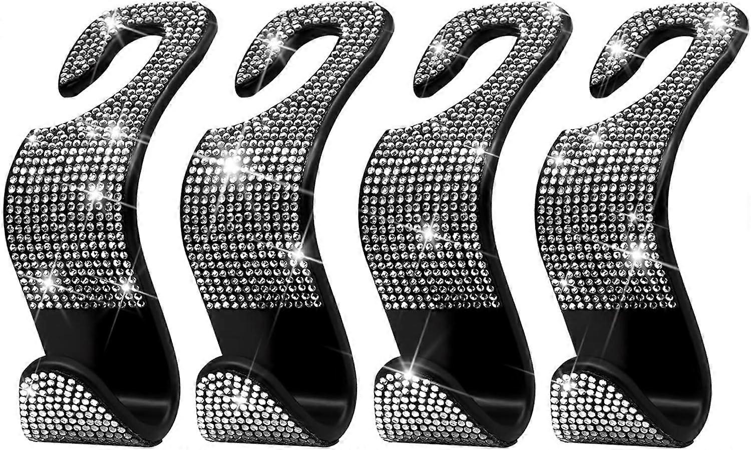 Autokukkaron koukut Kiiltävät auton niskatuen koukut naisille,tytöille,4 kpl auton takaistuimen riipus takaniskatuen koukut