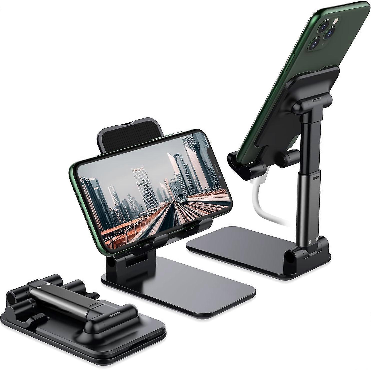 Cell Phone Stand for Desk - Fully Foldable & Height Adjustable Cellphone Stand Holder, Portable iPhone Dock Cardle