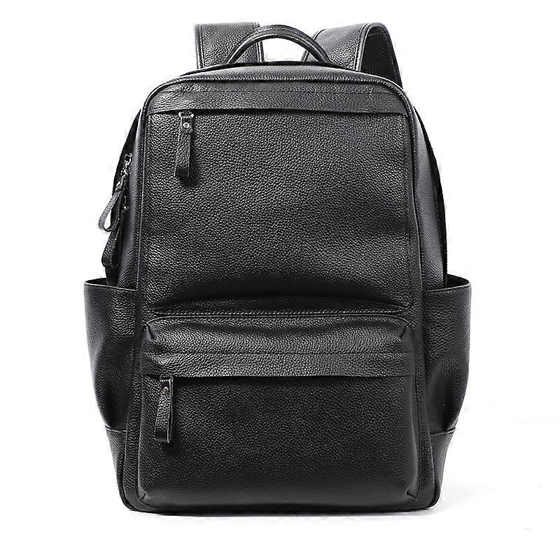 100% äkta läder ryggsäck Män Mode Stor kapacitet Shoolbag för tonåring Cowhide Läder Laptop Ryggsäck Män Notebook Väska