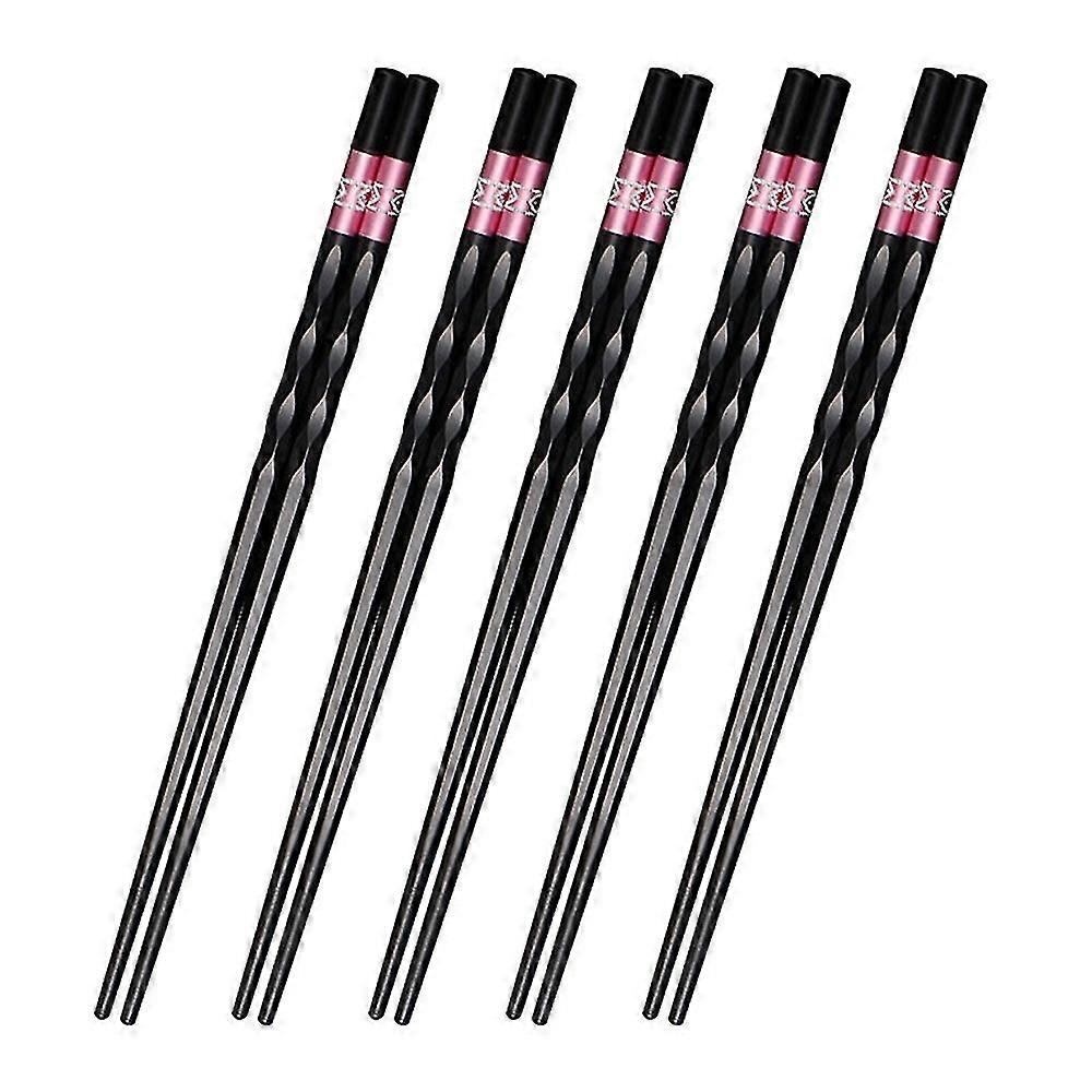 Creative alloy chopsticks simple non-slip Chinese Japanese chopsticks tableware set 5 pairs of family