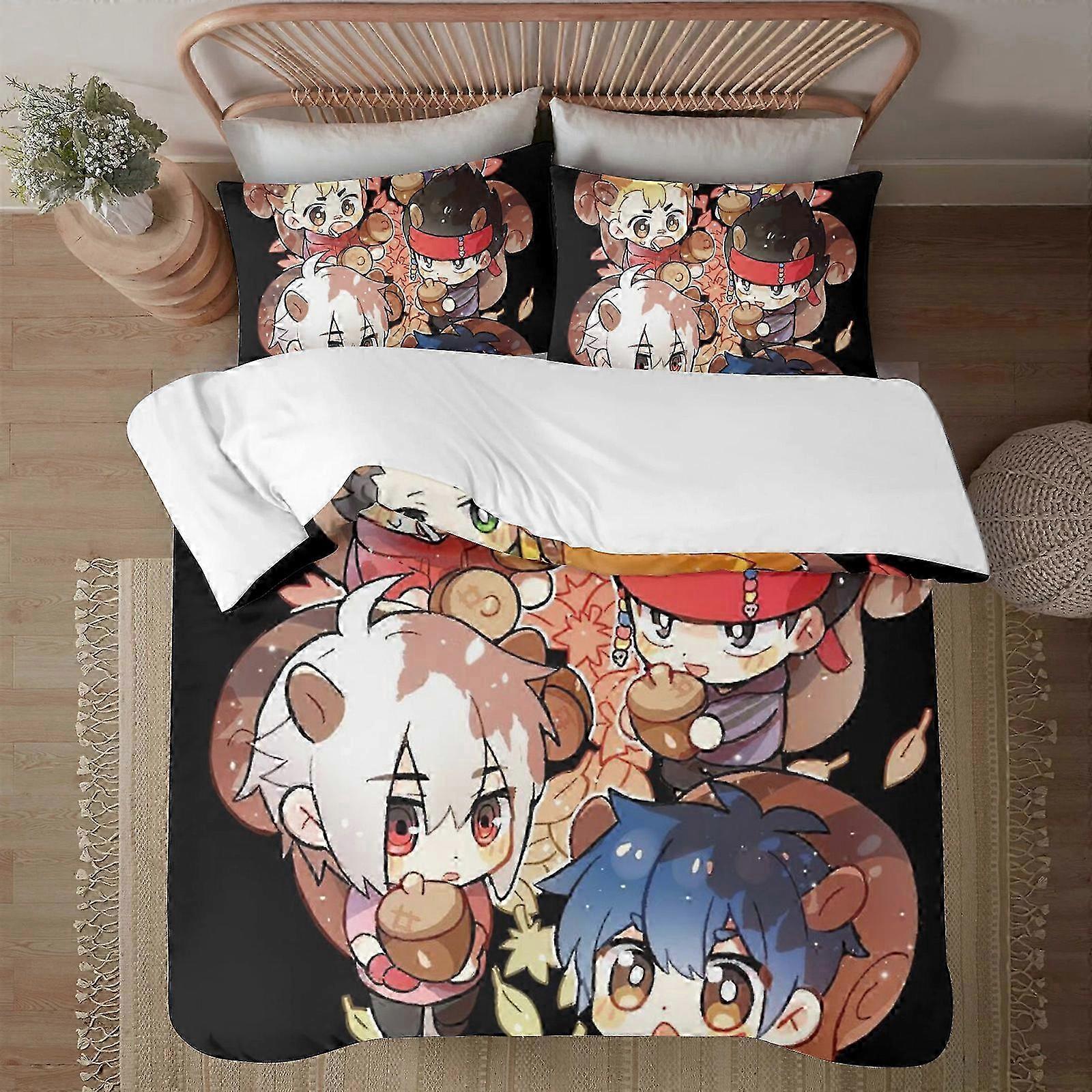 v1166 Draps de lit Beyblade Burst SoftHousse de couette imprimée en 3D Ensemble de literie avec housse de couetteL’ensemble 3 pièces comprend des taies d’oreiller et une housse Mhine W (1 Duv