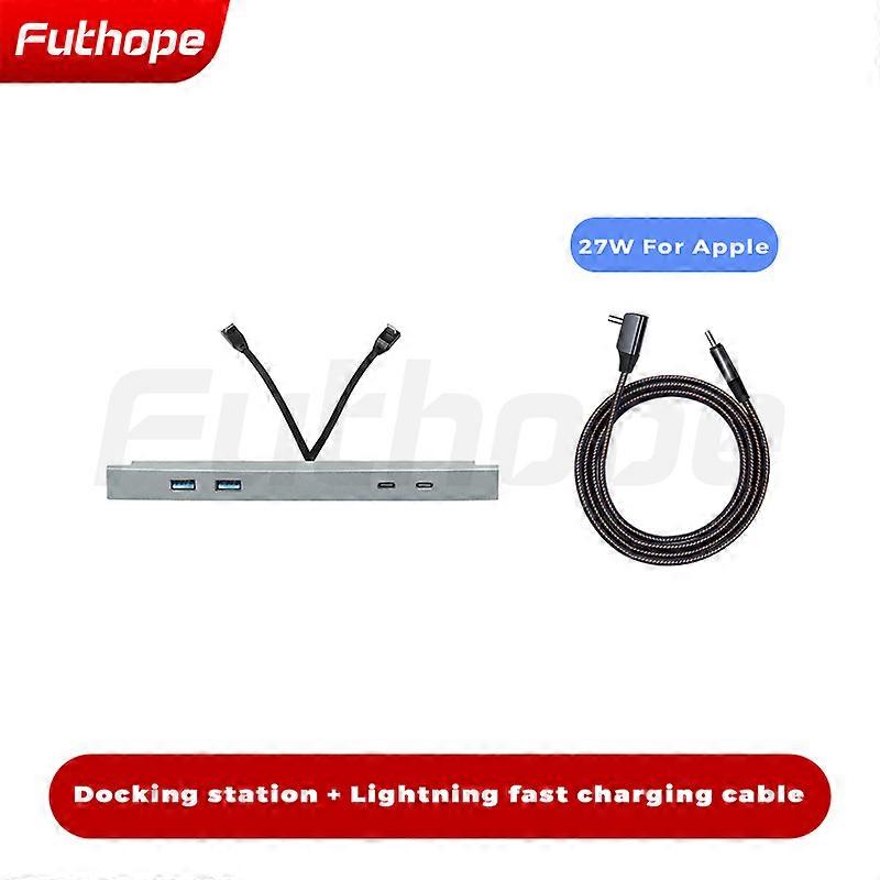 Futhope Docking Station for Tesla 2021-2022 Model 3 Model Y Center Control Storage Box 27W Fast Charger USB Type C Car Trim