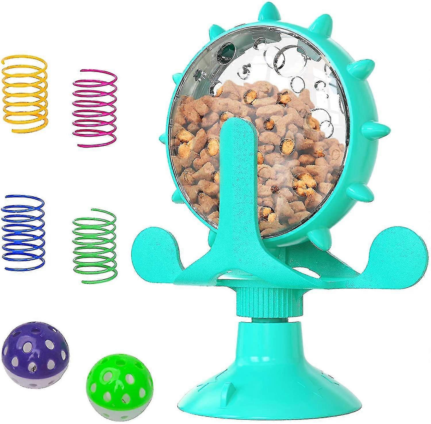 Cat Toy, Pinwheel Leaking Food Toy Indoor Cat With Suction Cup Interactive Cat Toy, Cat Spring
