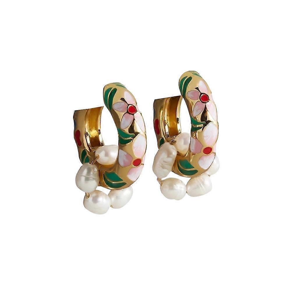 Eardrops Printed Multielemented Beaded Alloy Earrings for Daily Use