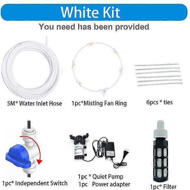 Portable Misting Kit For Fan with 5pcs Brass Sprinkler Nozzles with Mini Quiet 24V Pump for Misting Cooling SystemIn-