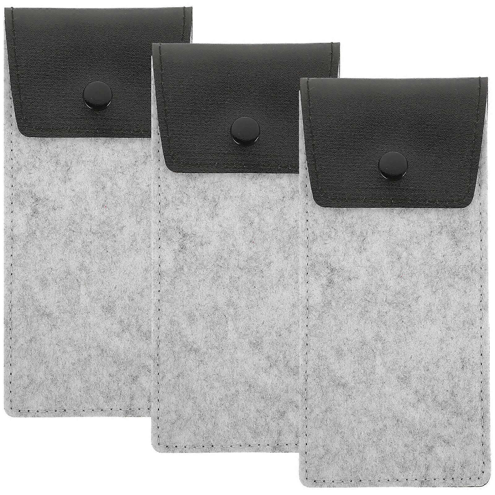 Light Grey Felt Glasses Case for Storage Use with 3Pcs Soft Pouch Bags
