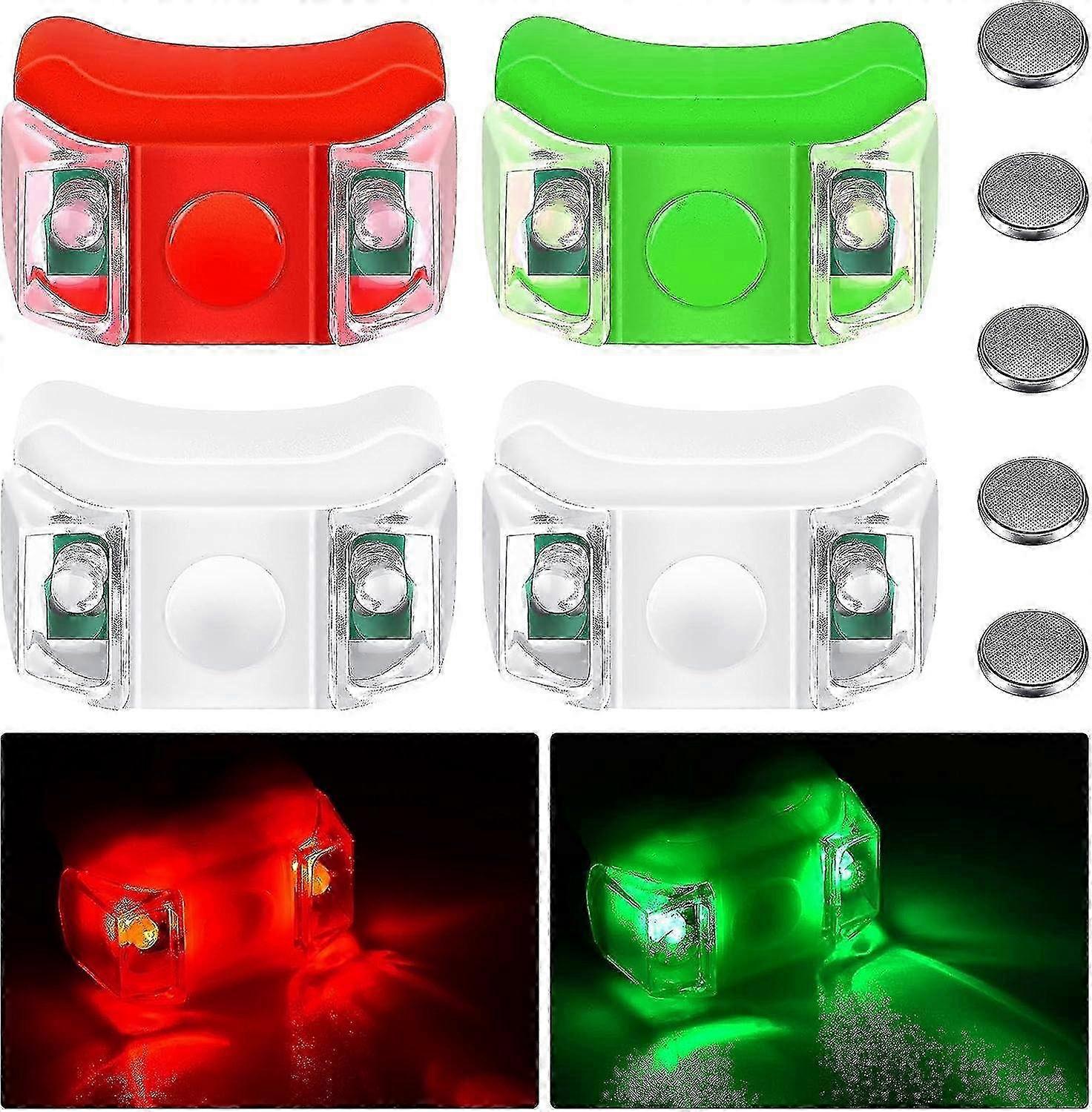 4 Pieces Boat Bow Lights LED Boat Navigation Lights with 5 Pieces Button Batteries for Boat Kayak Po