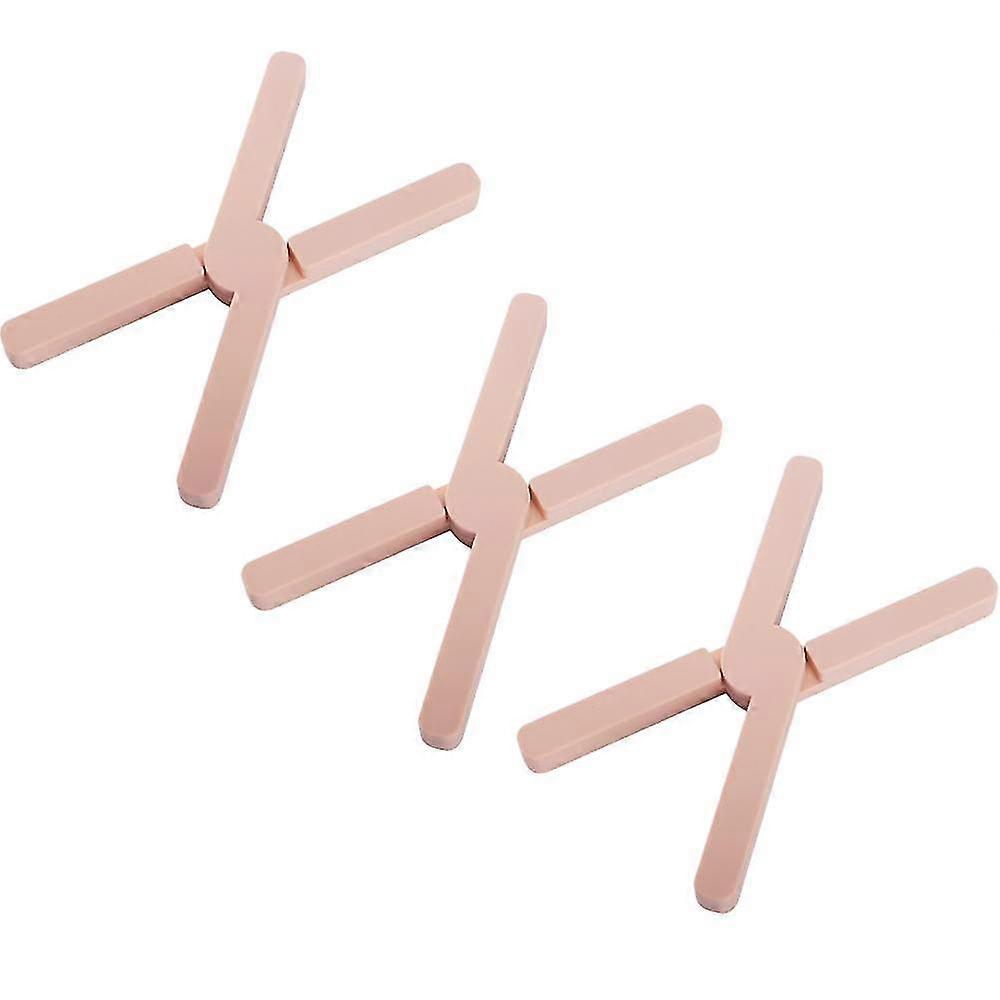 3 Pack Non-Slip Thick Foldable Silicone Trivets, Hot Pad With Collapsible Cross Design Save Much Space
