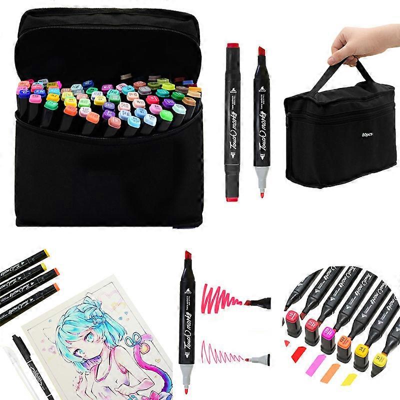 Marker Set 80 Farben Alkohol Marker Permanent Art Marker Stifte Double Tips Sketch Alkohol Animation für beide Erwachsene Kinder