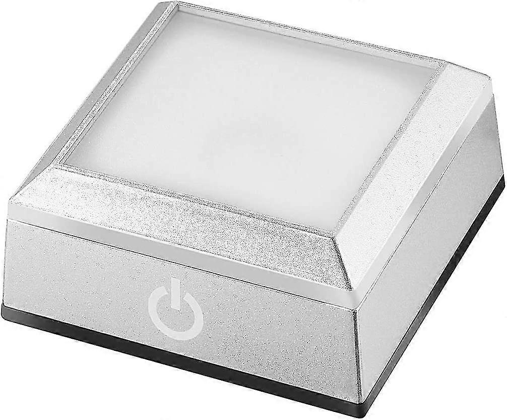 unique 1pc Led Base Light Show Stand With Sensitive Touch Switch Colorful Lights Square Crystal Stand
