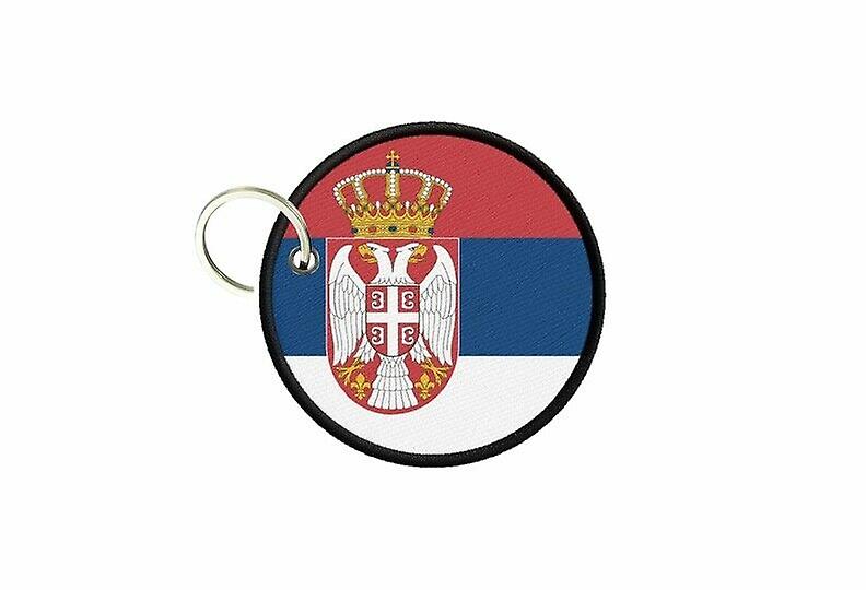 Keychain keys Serbian flag printed round round round