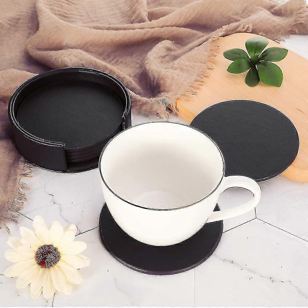 6pcs Drink Coasters, Coasters With Holder,- Hs