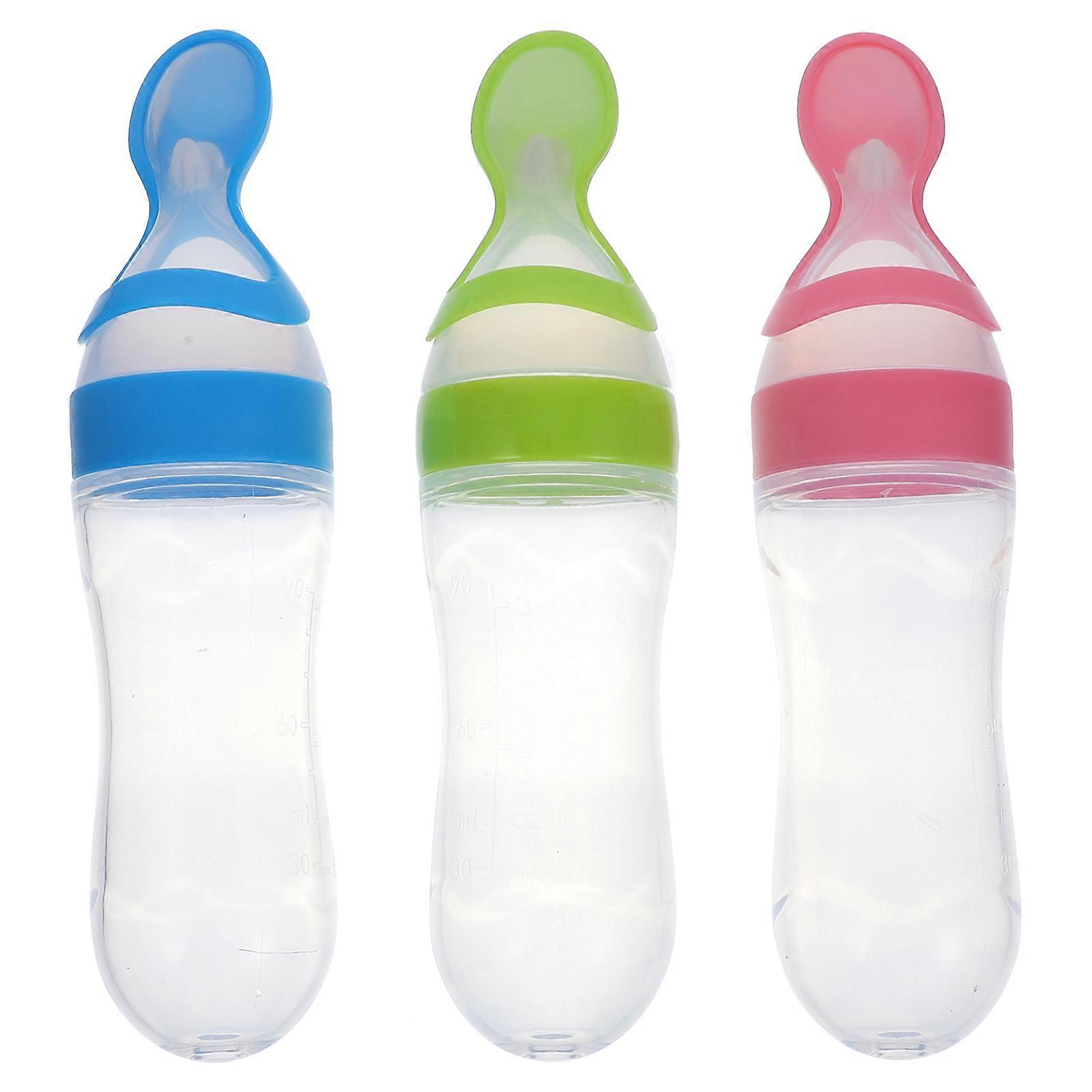 3Pcs Baby Squeezing Feeding Bottles Silicone Rice Paste Bottles Infant Cereal Food Supplement Feeder Safe Tableware Tools