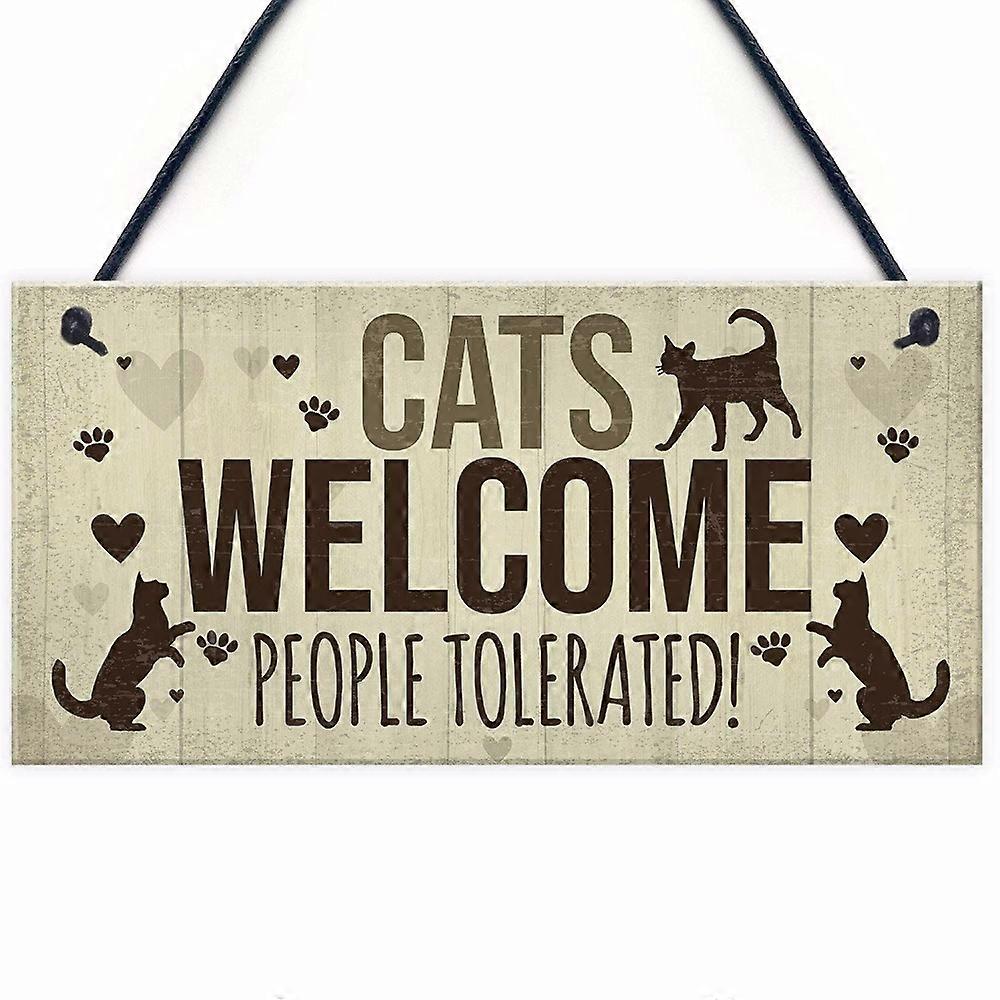 Cat Patterns Hanging Welcome Sign