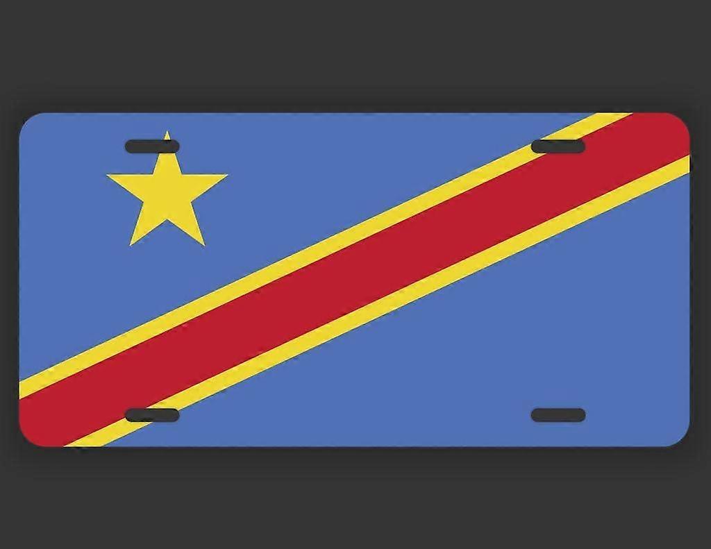 Placa de Licença da Bandeira da República Democrática do Congo Vaidade Vaidade Metal | Metal impresso UV | 6 polegadas por 12 polegadas | Carro Caminhão RV Trailer Wall Shop M