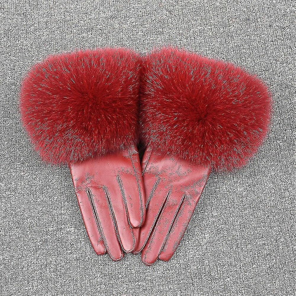 kvinners vinter varm saueskinn &rev pels hansker