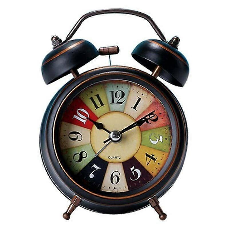 Tyst analog väckarklocka, Tickar inte för sovrum, Vintage Design, Batteridriven, Dual Quartz Bell