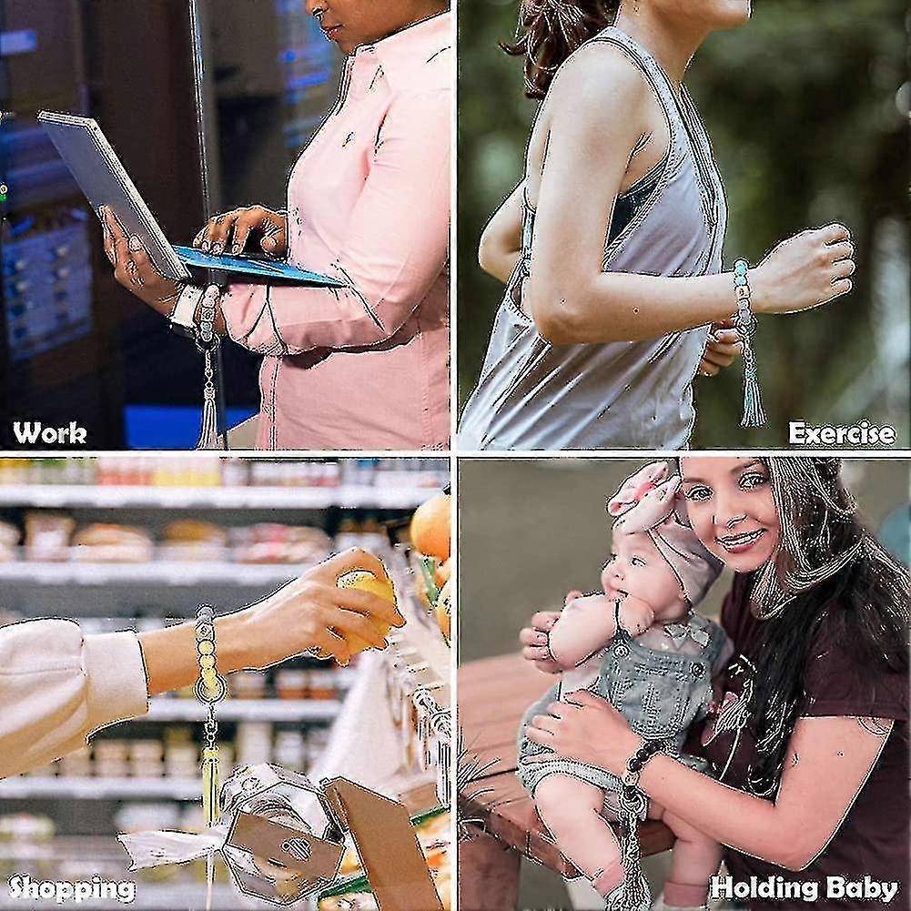 Key Ring Bracelet Wristlet Keychain: Silicone Beaded Bangle Chains