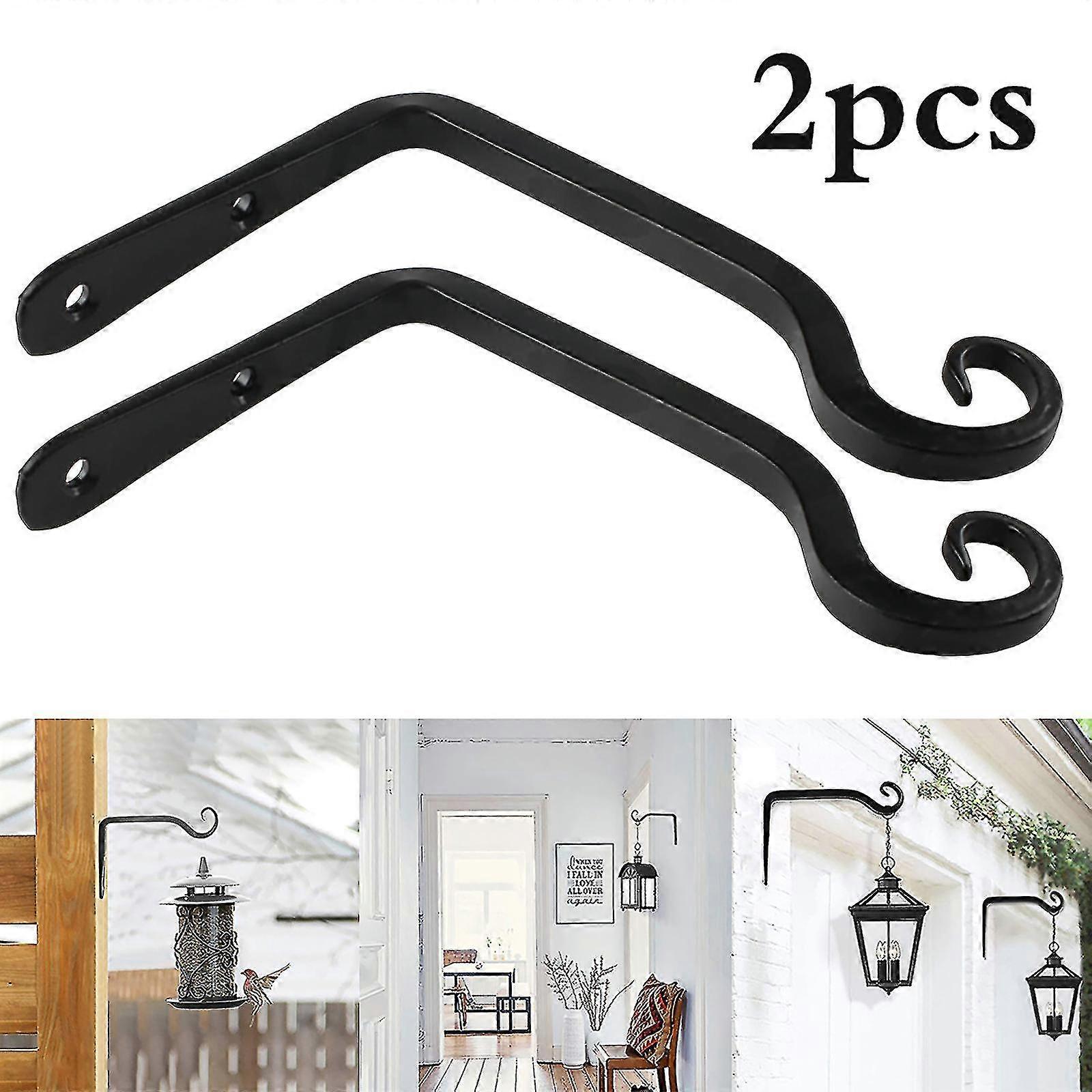 2pcs Simple Wall Hooks Iron Bending Forming Hooks Birds Feeder Hooks Flowers Basket Hooks S-shaped Hooks